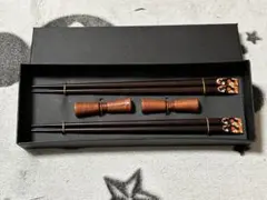 木製花柄箸セット