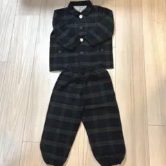 無印良品　キッズチェック柄フランネルパジャマ　80-90