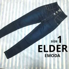 美品✦ELDER/エモダSYMハイウエストデニムジーンズSスキニー/インディゴ