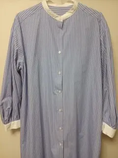 GU　青と白のストライプ 長袖シャツワンピース