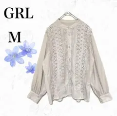 【美品】GRL◇グレイル　前開きレース刺繍ブラウス 春コーデ　フェミニン　薄手