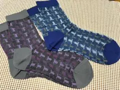 新品　ランバン　シアー　シースルー　ブランドロゴソックス　２足セットで！のサムネイル