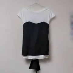セレクトモカ　ティシャツ　リボン　ホワイト　ブラック　Мのサムネイル