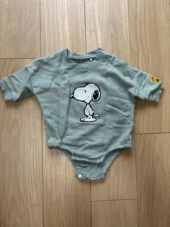 スヌーピー グリーンロンパース 70cm