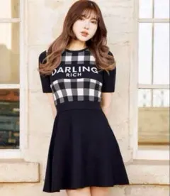 darich ダーリッチ ギンガムチェックニットミニワンピース
