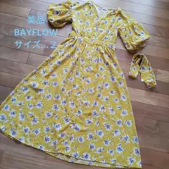 美品♡BAYFLOW 花柄シャツワンピース イエロー サイズ2のサムネイル