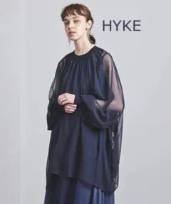 HYKE バイカラー シャツ ブラウス 白襟 ブルー サイズ1 - メルカリ