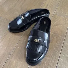 ZARA ブラック フリンジ ミュール 約4cmヒール