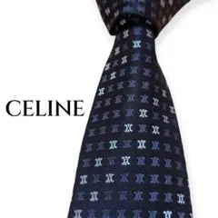 CELINE セリーヌ ネクタイ マカダム柄 ネイビー 美品のサムネイル