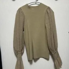 SNIDEL ベージュ パフスリーブ ニットセーター F