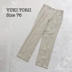 ユキトリイ 【76】 テーパードパンツ スラックス タック 無地 コットン混合