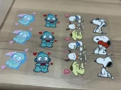 サンリオキャラクター、ハンギョドン、スヌーピーのペンラシール　4枚