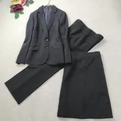 美品✨3点セット ジャケット パンツ スカート 紺ストライプ 17号 4L