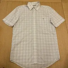 LACOSTE 半袖シャツ 38 白/青のチェック