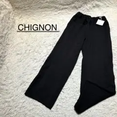 新品✨】CHIGNON ジャガードパンツ　カジュアルパンツ ワイドパンツ 黒