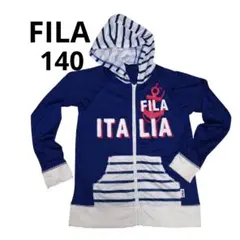 FILA 140 フード付 ラッシュガード パーカー フルジップ 美品 紺 長袖