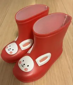 【14センチ】ウサギデザイン レッド長靴