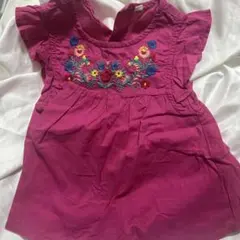 ピンク フリル袖 刺繍 トップス 95cm