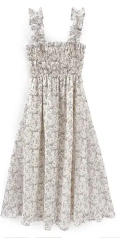 タグ付 GRL フリルショルダー花柄フレアワンピース[ru1155] アイボリー