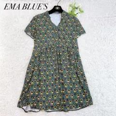 美品✨EMA BLUE'S フランス製 幾何学模様 半袖ワンピース フリーサイズ