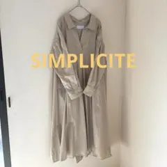 美品　SIMPLICITE ベージュ ストライプ シャツワンピース　妊婦さんも！