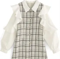 GRL グレイル ツイードフリルスリーブミニワンピースtg654