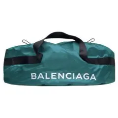 極美品■バレンシアガ　大容量ボストンバッグ　ダークグリーン　ロゴ刻印プレート 極美品□バレンシアガ 大容量ボストンバッグ ダークグリーン ロゴ刻印