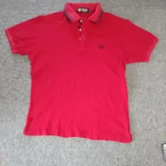 CHAPS 赤 半袖ポロシャツ ストライプ襟
