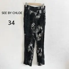 SEE BY CHLOE イージーパンツ ボタニカル ドット ブラック 34
