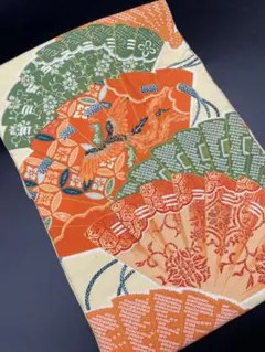 【美品・希少、大正ロマン】凹凸漆糸の織のアール・ヌーヴォー文様☆正絹 名古屋帯 美品・希少、大正ロマン】凹凸漆糸の織のアール・ヌーヴォー文様☆正絹