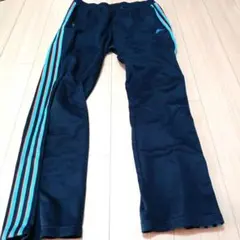 adidasネイビー ストライプデザイン ジャージパンツXO580番