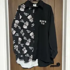 BOB'S TIM クマ柄長袖シャツ