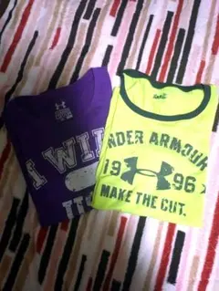 Under Armour 蛍光イエローTシャツと紫Tシャツのセット　LG