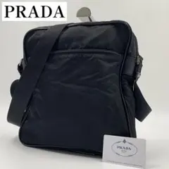 【✨美品✨】プラダ ショルダーバッグ 三角ロゴ ナイロン レザー ブラック