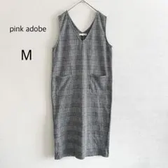 pink adobe ジャンスカ ワンピース グレンチェック柄 Vネック Mのサムネイル