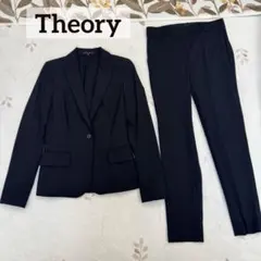 美品 theory ブラック パンツスーツ 0 S 黒 セットアップ セオリー