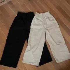 130サイズ ウエストゴム ワイドパンツ 黒・白