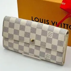 超美品【新型】ヴィトンダミエアズール二つ折り財布目立った傷や汚れなし送料無料 新品未使用】ルイ・ヴィトン ダミエ・アズール 二つ折財布