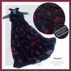 希少完売品【リボン＆ホルターネック×さくらんぼ柄】ダイアグラム／フレアワンピース