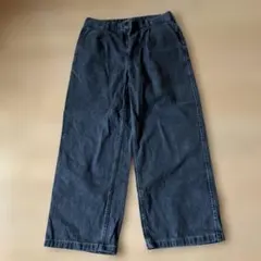 GUブラックデニムワイドパンツ