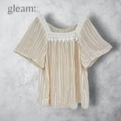 【gleam: グリーム】　　スクエアネック　シアーブラウス　レース　ゆったりのサムネイル