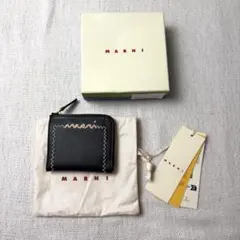 未使用MARNIマルニ レザーラウンドジップ長財布 バイカラー 茶×濃緑 袋 