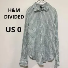 H&M DIVIDED【US 0】ライトグリーン ストライプシャツ