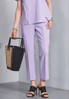 ユナイテッドアローズ シャンブレー ハイウエスト パンツ ライラック 38