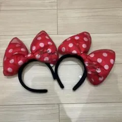 ミニーマウス　ビッグリボン　カチューシャ　レッド　水玉　ディズニーリゾート