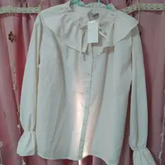 サマンサモスモス　SM2 フリル襟ブラウス　キナリ