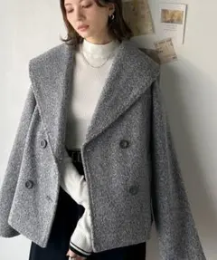 ビッグカラーフェイクウールダブルコート　クラシカルエルフ