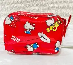 レトロ ハローキティ キティちゃん ダブルジッパー ポーチ レッド 未使用品