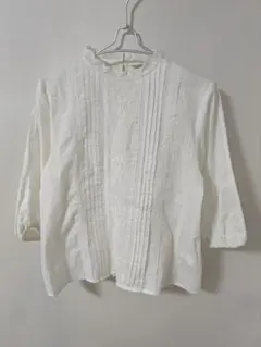 サマンサモスモス ピンタック レース 7分袖 ブラウス 綿 F