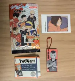 ハイキュー!! 孤爪研磨 メタリックアクリルキーホルダーとキャラポトレ2カード
